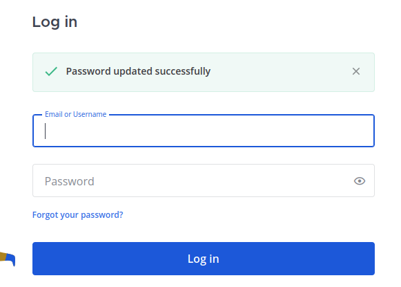 Password reset successful